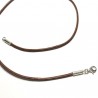 Collier cordon cuir marron fermoir argent 925 diamètre 2 mm longueur 38 cm