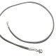 Collier cordon cuir gris sombre fermoir argent 925 longueur 42 cm