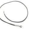 Collier cordon cuir gris sombre fermoir argent 925 longueur 42 cm