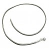 Collier cordon cuir gris métallisé fermoir argent 925 longueur 38 cm