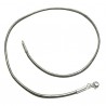 Collier cordon cuir gris métallisé fermoir argent 925 longueur 42 cm