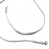 Collier cordon fil de soie bleu clair fermoir argent 925 longueur 38 cm