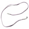 Collier cordon fil de soie mauve violet lilas fermoir argent 925 longueur 38 cm