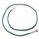 Collier cordon cuir bleu vert turquoise fermoir argent 925 longueur 42 cm