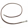 Collier cordon cuir marron fermoir argent 925 diamètre 2 mm longueur 42 cm