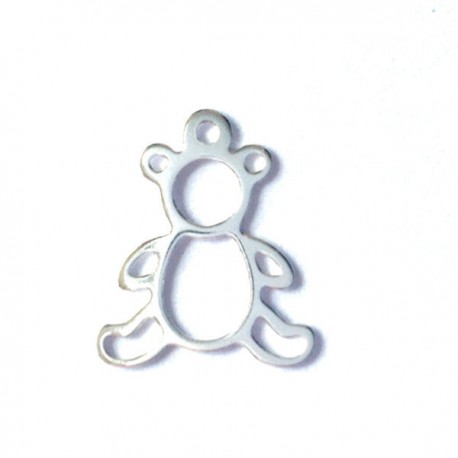 Breloque ourson ajouré en argent massif 925 17 mm x 15 mm