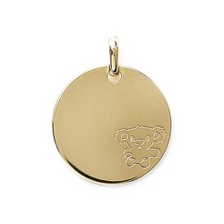 Pendentif médaille enfant à graver plaqué or 18 carats diamètre 18 mm fabrication française
