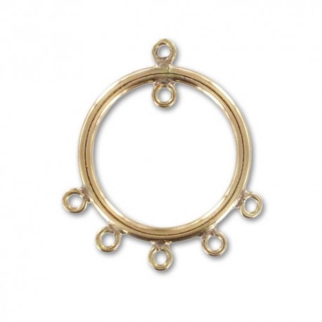 Intercalaire rond 17 mm en plaqué or 14 carats 6 anneaux ou support pendentif