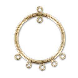 Intercalaire rond 20 mm en plaqué or 14 carats 6 anneaux ou support pendentif