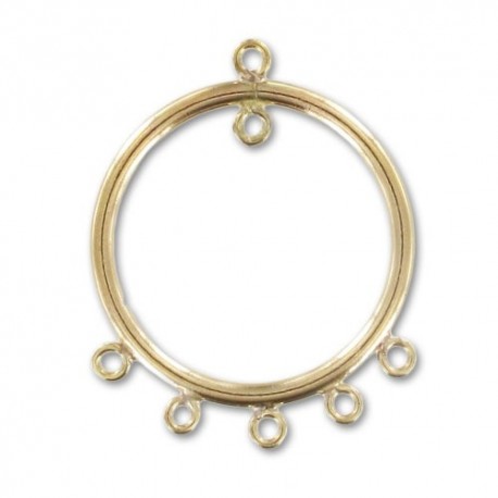 Intercalaire rond 20 mm en plaqué or 14 carats 6 anneaux ou support pendentif