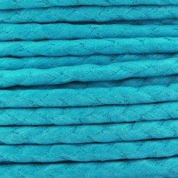 Cordon coton ciré tressé européen 2 mm bleu turquoise fil très résistant 2m50