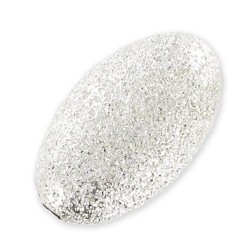 Perle olive en argent 925 effet diamanté 17 mm x 10 mm