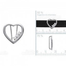 Pendentif coeur en argent 925 et zirconium à insérer sur ruban