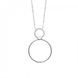 Collier argent 925/000 rhodié pendant anneau 25 mm bijou tendance