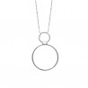 Collier argent 925/000 rhodié pendant anneau 25 mm bijou tendance