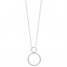 Collier argent 925/000 rhodié pendant anneau 25 mm bijou tendance