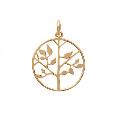 Pendentif arbre de vie en plaqué or 18 carats diamètre 20 mm 