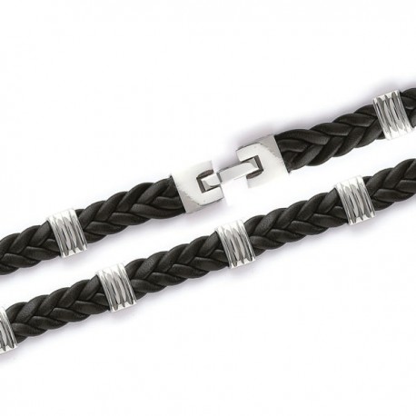 Bracelet en acier et cuir New design 21 cm largeur 12 mm