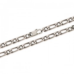 Bracelet Argent 925 vieilli maille figaro diamanté 4 mm