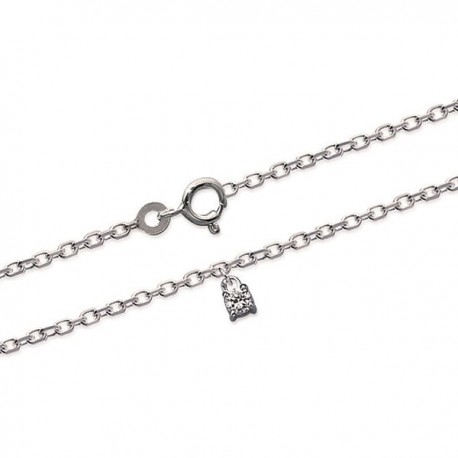 Chaîne cheville Argent 925 pendant Zirconium