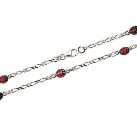 Bracelet enfant en Argent 925 avec coccinelles