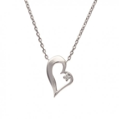 Collier Argent 925 avec coeur serti Zirconium