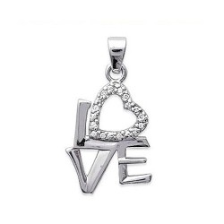 Pendentif Love en Argent 925 et zirconium