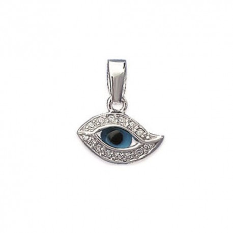 Pendentif Oeil bleu en Argent 925 serti Zirconium