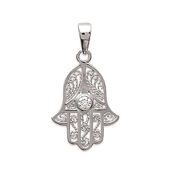 Pendentif Main de Fatmah en Argent 925 serti Zirconium