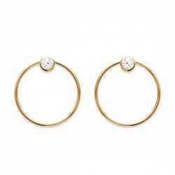 Boucles d'oreilles anneaux plaqué or 18 carats et zirconium