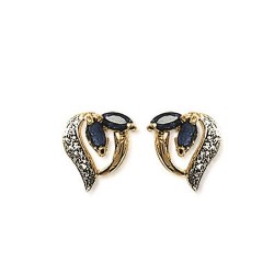 Boucles d'oreilles en plaqué Or saphir et Zirconium