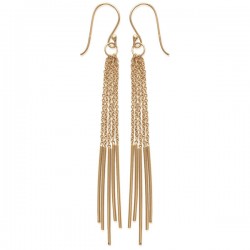 Boucles d'oreilles Plaqué Or dormeuses chainettes 85 mm