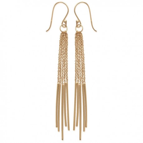 Boucles d'oreilles Plaqué Or dormeuses chainettes 85 mm