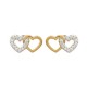 Boucles d'oreilles double coeur en Plaqué Or et Zirconium