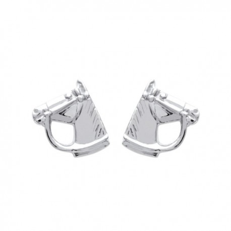 Boucles d'oreilles puces chevaux en Argent 925