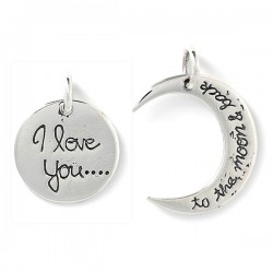 Pendentif lune et médaille I love you en argent 925/000 bijou 2 en 1