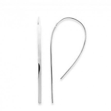 Longues boucles crochets d'oreilles en argent massif 925/000 rhodié