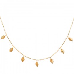 Collier plaqué or 18 carats pendants petites feuilles