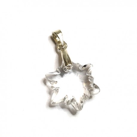 Pendentif fleur des glaciers cristal Swarovski et argent 925/000