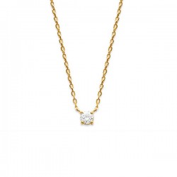 Collier en plaqué or 18 carats solitaire zirconium serti