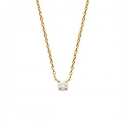 Collier en plaqué or 18 carats solitaire zirconium serti