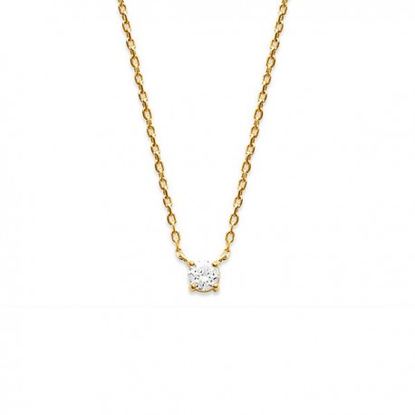 Collier en plaqué or 18 carats solitaire zirconium serti