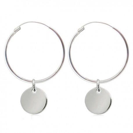 Boucles d'oreilles créoles pampilles 40 mm en Argent 925/000