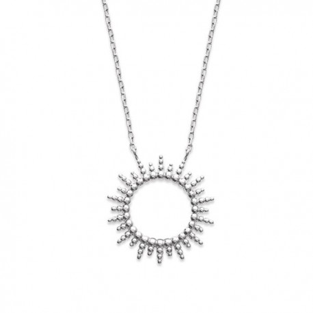 Collier soleil en argent massif 925/000 rhodié bijou tendance