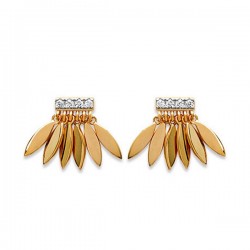 Boucles d'oreilles plaqué or 18 carats et zirconium clous pendants gouttes