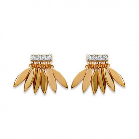 Boucles d'oreilles plaqué or 18 carats et zirconium clous pendants gouttes