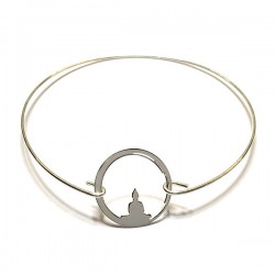 Bracelet jonc fin Bouddha en argent 925/000