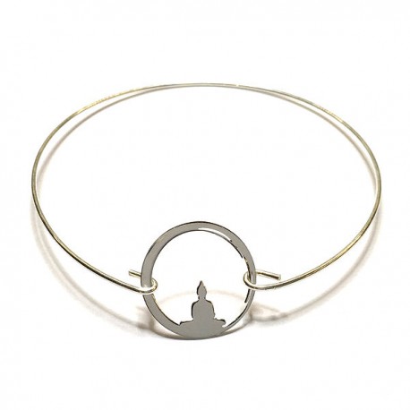 Bracelet jonc fin Bouddha en argent 925/000