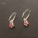 Boucles d'oreilles créoles argent 925 pendants étoiles zirconium rouge