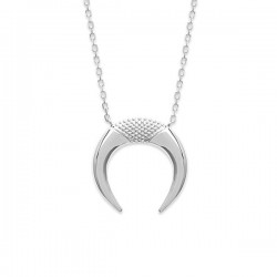 Collier pendentif corne en argent massif 925/000 rhodié